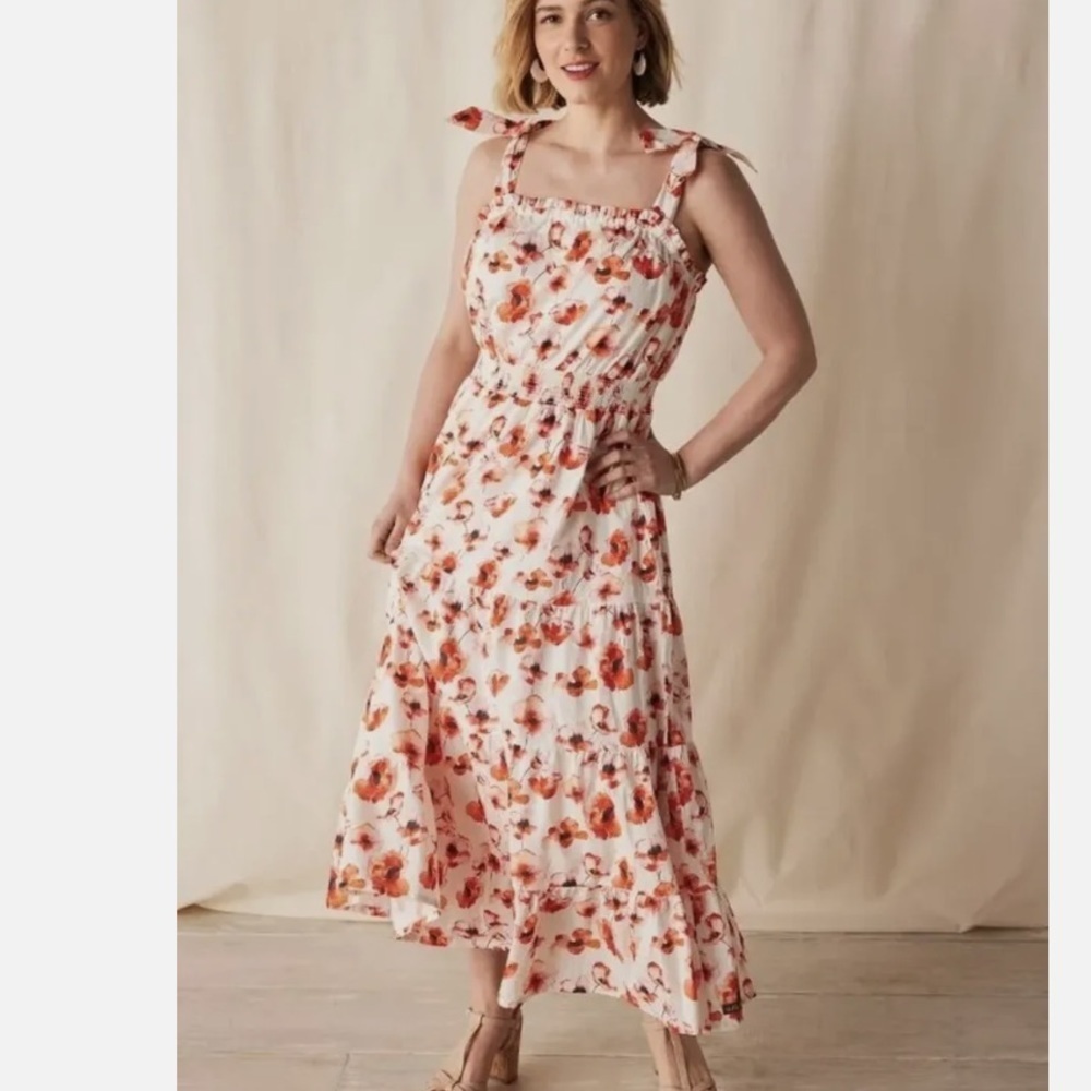 Matilda Jane Cream Maxi Dress with Orange Floral Print